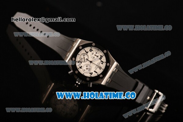 Audemars Piguet Royal Oak Offshore Miyota OS20 Quartz Steel Case with White Dial and Black Arabic Numeral Markers - PVD Bezel (EF) - Click Image to Close